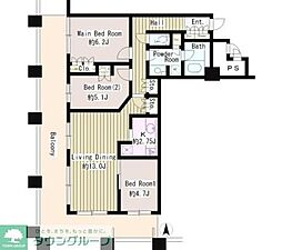 ディアマークスキャピタルタワー 3LDKの間取図画像