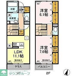 ソレイユハイム 2LDKの間取図画像