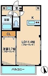 ドヌール長崎 1LDKの間取図画像