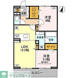 新座市栗原5丁目アパート 2LDKの間取図画像