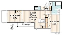 練馬区豊玉南1丁目マンション 2LDKの間取図画像