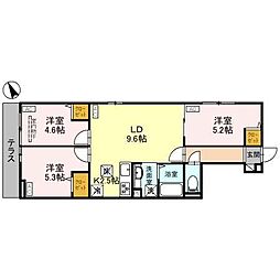 西武新宿線 沼袋駅 徒歩7分の賃貸アパート 1階3LDKの間取り