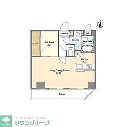 アルファコート下赤塚 4階1LDKの間取り