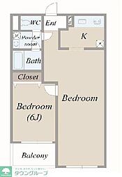 オークヴィラ 3階1LDKの間取り