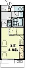 レオパレス中町 2階1Kの間取り