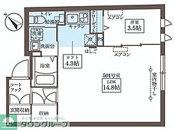 西武池袋線 江古田駅 徒歩6分の賃貸マンション 5階1LDKの間取り
