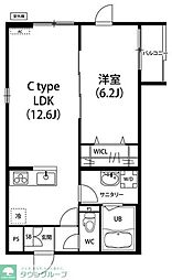 西武池袋線 清瀬駅 徒歩13分の賃貸アパート 1階1LDKの間取り