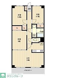 東京メトロ有楽町線 小竹向原駅 徒歩12分の賃貸マンション 2階3LDKの間取り