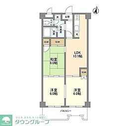 東京メトロ有楽町線 平和台駅 徒歩8分の賃貸マンション 2階3LDKの間取り