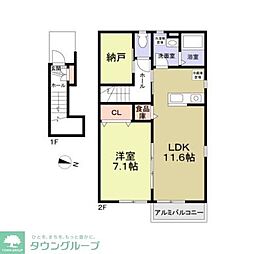 西武新宿線 上石神井駅 徒歩10分の賃貸アパート 2階1SLDKの間取り