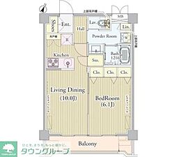 東京メトロ有楽町線 氷川台駅 徒歩5分の賃貸マンション 4階1LDKの間取り