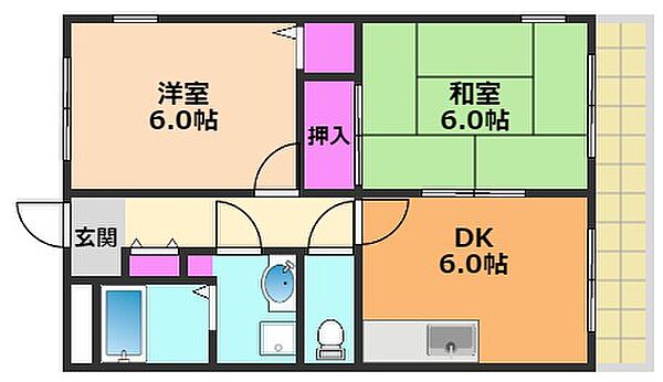 ルヴェール栗田 ｜大阪府高槻市芝生町3丁目(賃貸マンション2DK・1階・44.55㎡)の写真 その2