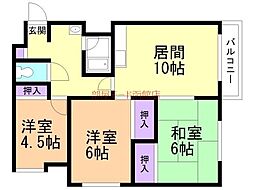 サン・マンション 2LDKの間取図画像