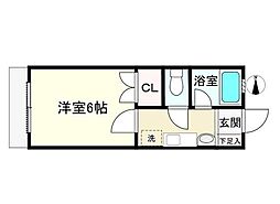 アイリスORIHARA2 1Kの間取図画像