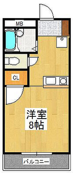 レジデンスT ｜福岡県久留米市東合川新町(賃貸マンション1R・3階・26.28㎡)の写真 その2