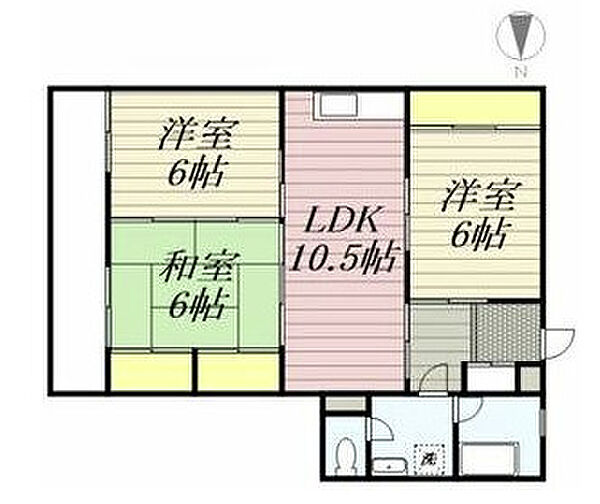 福岡県久留米市合川町(賃貸マンション3LDK・3階・65.20㎡)の写真 その3