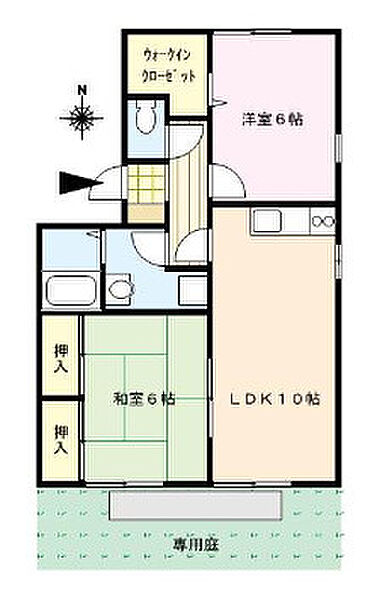 福岡県久留米市東櫛原町(賃貸アパート2LDK・1階・60.00㎡)の写真 その2