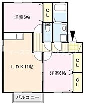 カーサ江戸屋敷 103号 ｜ 福岡県久留米市江戸屋敷2丁目7-5-3（賃貸アパート2LDK・1階・55.00㎡） その2