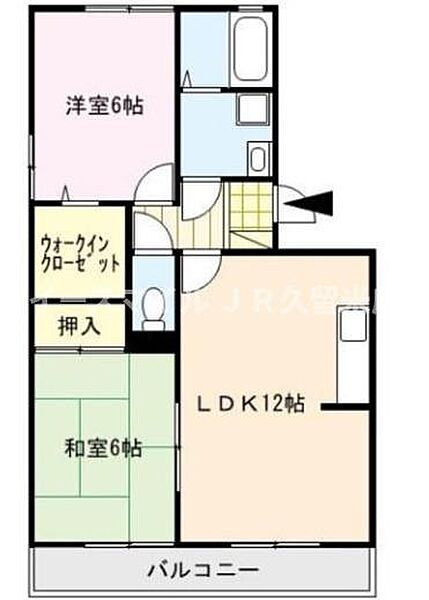 福岡県久留米市御井旗崎5丁目(賃貸アパート2LDK・2階・62.00㎡)の写真 その2