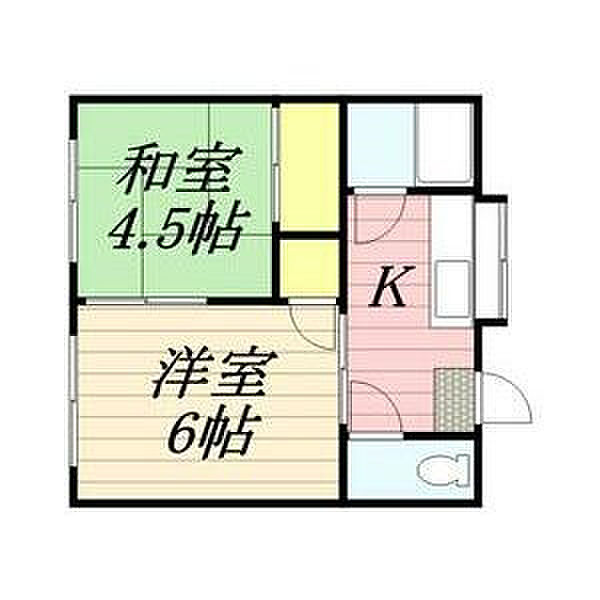 福岡県久留米市野中町(賃貸アパート2K・2階・28.62㎡)の写真 その2