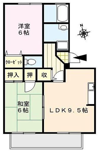 シャンポール 201号｜福岡県久留米市藤光1丁目(賃貸アパート2LDK・2階・51.00㎡)の写真 その2