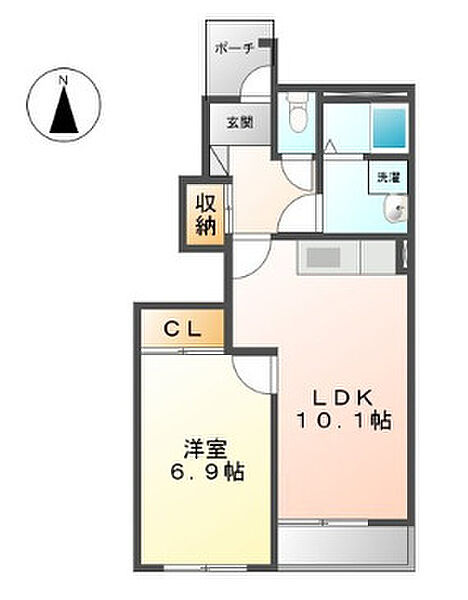 グランディール中広 102号｜福岡県八女郡広川町大字新代(賃貸アパート1LDK・1階・44.30㎡)の写真 その2