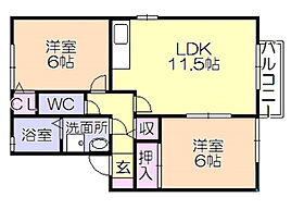 アークノア A201 ｜ 福岡県久留米市善導寺町与田122-1（賃貸アパート2LDK・2階・53.48㎡） その2