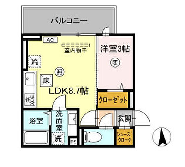 Ａｕｇｕｓｔａ 310｜福岡県久留米市津福本町(賃貸アパート1LDK・3階・30.14㎡)の写真 その2