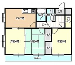 ハイコンスビル 3DKの間取図画像