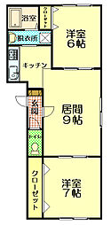 アビタ潮見 2LDKの間取図画像