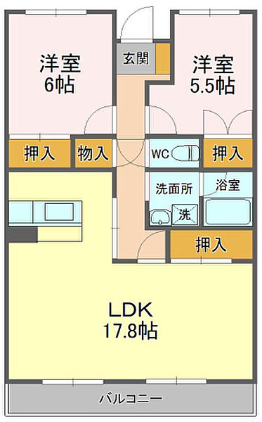 登呂コープタウン　12号棟 203｜静岡県静岡市駿河区敷地１丁目(賃貸マンション2LDK・2階・69.09㎡)の写真 その2