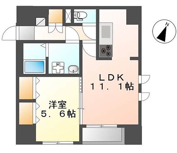 Permanente(ペルマナント） 402｜静岡県静岡市葵区銭座町(賃貸マンション1LDK・4階・43.34㎡)の写真 その2