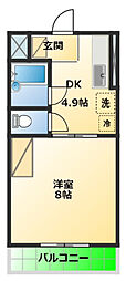 サントール宮竹 1DKの間取図画像