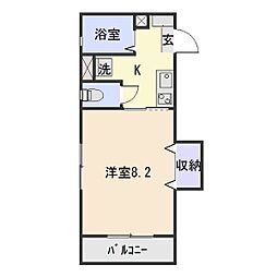 サンピュアプリンス 1Kの間取図画像