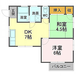 サンピュア望月 2DKの間取図画像