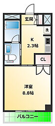 リバブル本通 1Kの間取図画像