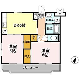 エクレール・ユウ 2DKの間取図画像