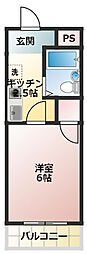 コーポすえひろ 1Kの間取図画像