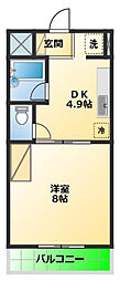ハーモニー97 1DKの間取図画像
