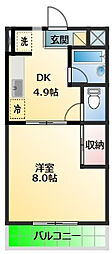 イーグル3 1DKの間取図画像