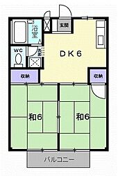 シティハイツいつお 2DKの間取図画像