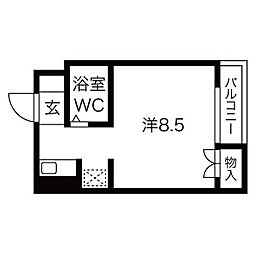 泉町ハイツ ワンルームの間取図画像