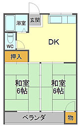 コーポ海幸 2DKの間取図画像