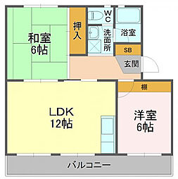 ハイデンス青木 2LDKの間取図画像