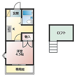 ココアハイツ 1Kの間取図画像