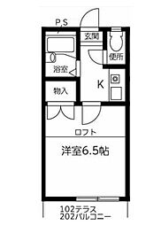 コスタリカ江尻町 1Kの間取図画像