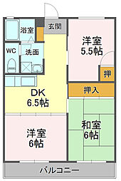 パークサイド露島 1DKの間取図画像