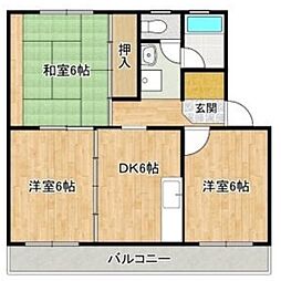 山内ハイツー1 3DKの間取図画像