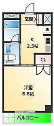 リバブル本通 1Kの間取図画像