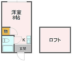 サンサーラかご上 ワンルームの間取図画像
